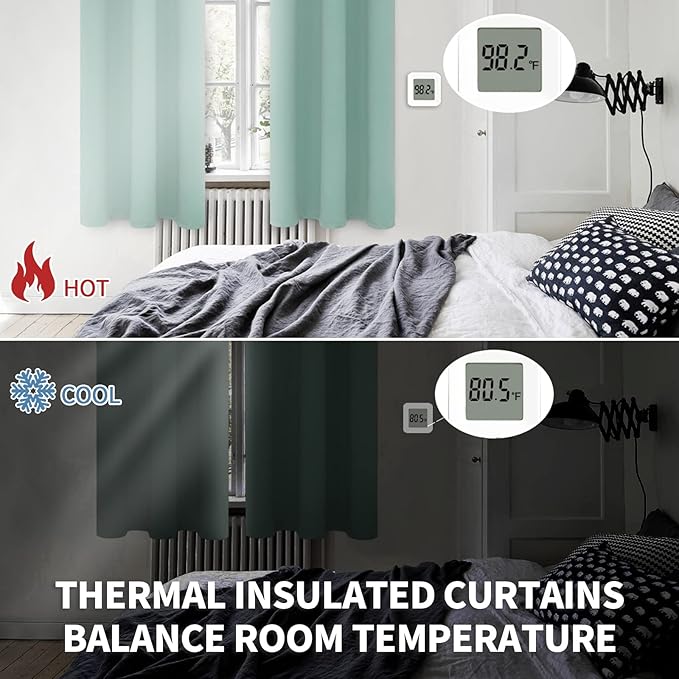 BGment Blackout Curtains - Grommet Thermal Insulated Room Darkening Bedroom and Living Room Curtains, Set of 2 Panels (38 x 84 Inch, Frosty Green)