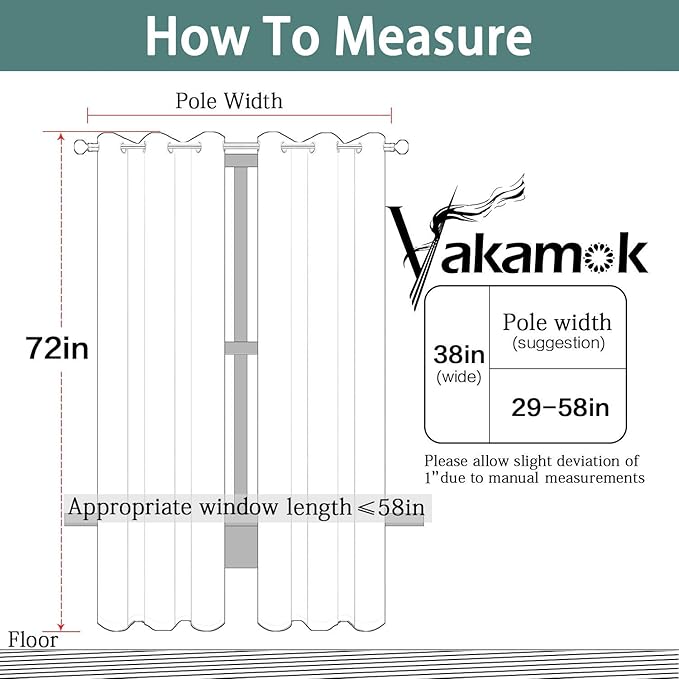 Yakamok Light Grey Blackout Curtains, Thermal Insulated Room Darkening Grommet Drapes for Bedroom(38Wx72L, One Pair)