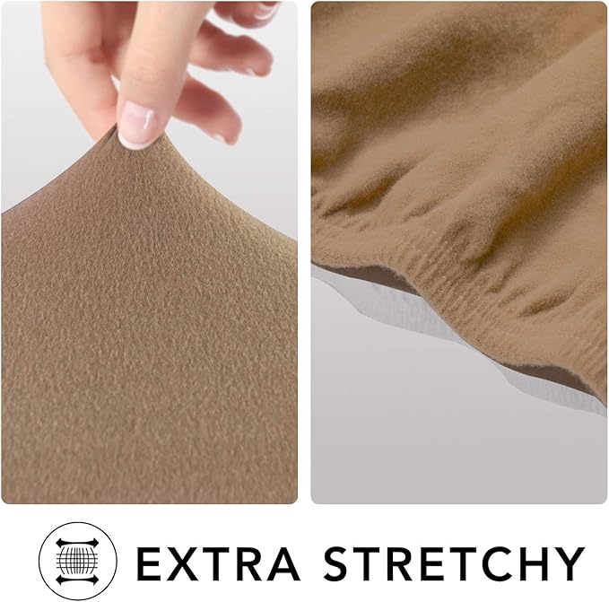 PureFit Super Stretch Sofa Slipcover – Spandex Non Slip Soft Couch Sofa Cover, Washable Furniture Protector with Non Skid Foam and Elastic Bottom for Kids, Pets （Loveseat, Camel）