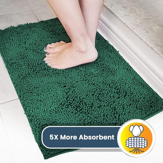 Muddy Mat® | Super Absorbent Door Mat Indoor, Microfiber Quick Dry Chenille Entryway Rug, Non-Slip Front Door Mat, Indoor Mats for Entryway, Machine Washable Pet Rug, Dark Green 28"x18"