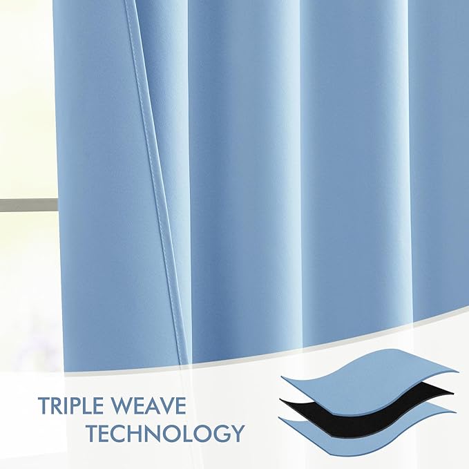 MIULEE Sky Blue Back Tab Blackout Curtains 84 Inch Length 2 Panels Set for Living Room Bedroom Privacy, Rod Pocket/Pinch Pleat Thermal Insulated Room Darkening Pleated Light Blocking Drapes