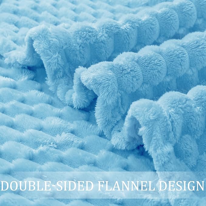 Exclusivo Mezcla Fleece King Blanket for Bed, Extra Large Fuzzy Blue Bed Blankets, Soft Cozy Plush Sofa Throws for All Seasons, 90x104 Inches