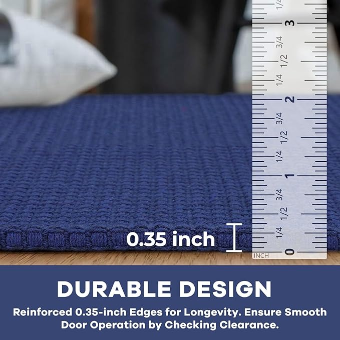 KOZYFLY Runners for Hallways 2.6x10 ft Washable Kitchen Runner Non Slip Rubber Backed Hallway Rugs Cotton Entryway Runner Rug Floor Carpet for Indoor Hall, Backdoor, Kitchen, Royal Blue/Navy