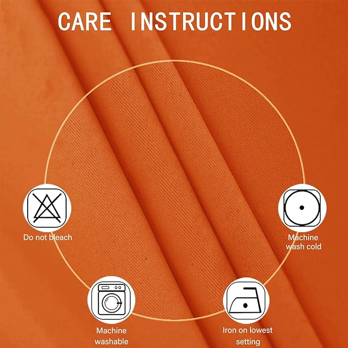 LEMOMO Orange Blackout Curtains 42 x 54 Inch Length Set of 2 Panels Grommet Bedroom Curtains for Living Room
