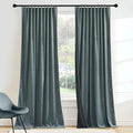 RYB HOME Dusty Blue Velvet Drapes for Baby Boy Bedroom, Thermal Insulated, Light Blocking, Floor-Length Velvet Curtains with Hook Belt for Modern Home Decor, 52" W x L102 L, 2 Panels Set