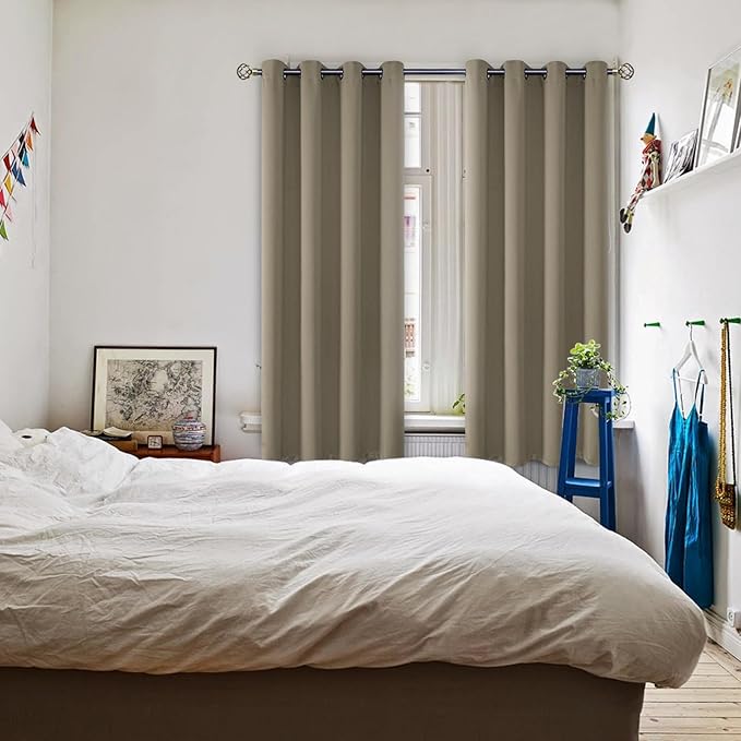 BGment Room Darkening Curtains 72 Inches Long - Grommet Thermal Insulated Drapes Window Treatment Curtains for Bedroom, 2 Panels, 52 x 72 Inch, Cocoa
