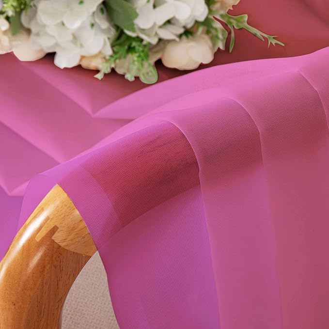 Chyhomenyc Sheer Curtains 54 Inch Long 2 Panels Set, Light Filtering Short Soft Airy Short Cafe Curtains, Modern Rod Pocket for Dinning Living Room Bedroom, Each 42Wx54L in, 2PCS, Hot Pink