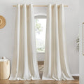 NICETOWN Boho-Chic Linen Curtains 84 inch Long 2 Panels Set, Grommet Thick Linen Blend Semi-Sheer Drapes Privacy Assured with Light Through for Bedroom/Living Room, Natural, W42 x L84