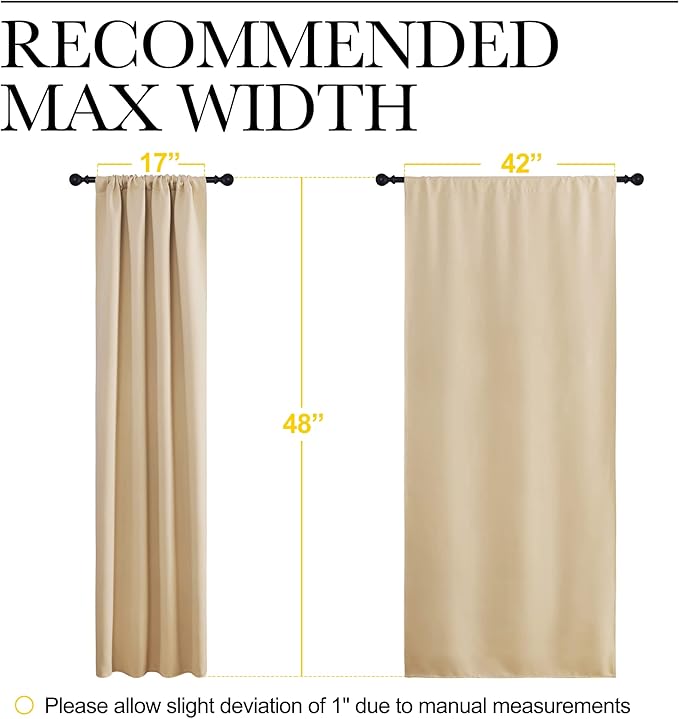 NICETOWN Blackout Room Darkening Curtains - Home Decoration Light & Noise Reducing Thermal Insulated Window Draperies with Rod Pocket Top (Biscotti Beige, Set of 2, 42 inches Wide x 48 inches Long)