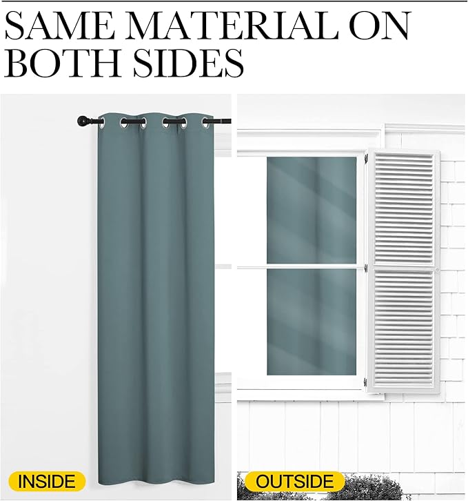 NICETOWN Modern Blackout Curtains Noise Reducing, Thermal Insulated and Privacy Room Darkening Drape Panels for Boy's Guest Room Door Small Short Window (Greyish Blue, 2 Panels, W42 x L50 -Inch)