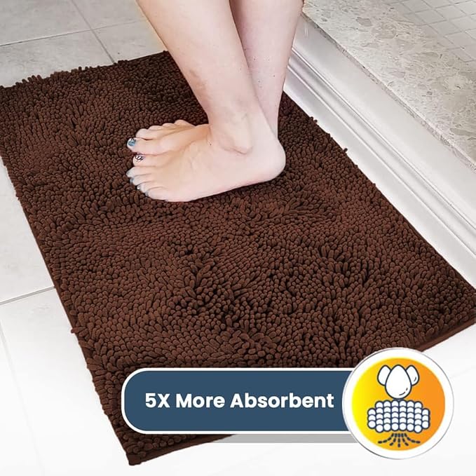 Muddy Mat® | Super Absorbent Door Mat Indoor, Microfiber Quick Dry Chenille Entryway Rug, Non-Slip Front Door Mat, Indoor Mats for Entryway, Machine Washable Pet Rug, Brown 24"x96"