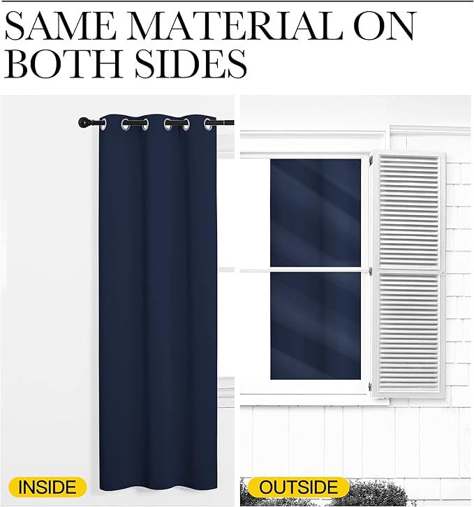 NICETOWN Blackout Draperies Curtains, All Season Thermal Insulated Solid Grommet Top Blackout Curtains/Drapes for Kid's Room (Navy, 1 Pair, 34 x 48 inches)