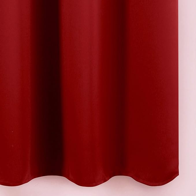 LEMOMO Red Blackout Curtains 66 x 63 Inch Length/Set of 2 Curtain Panels/Thermal Insulated Room Darkening Blackout Curtains for Bedroom