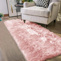 Latepis Pink Runner Faux Sheepskin Fur Rugs 2X5 Fluffy Rug for Bedroom Cute Furry Shag Fuzzy Rug for Girls Room Dorm Luxury Room Decor