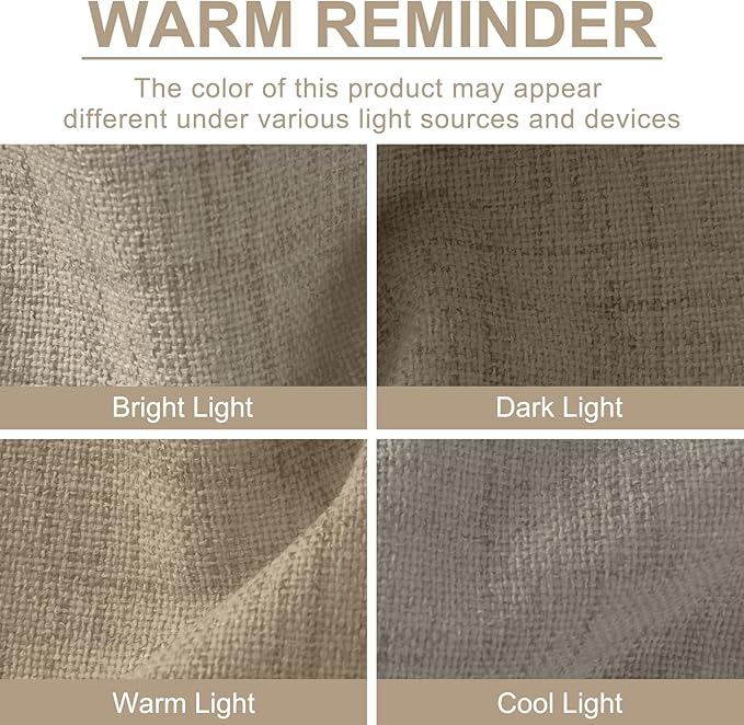 100% Blackout Shield Linen Blackout Curtains for Bedroom 108 Inches Long, Back Tab/Rod Pocket Living Room Drapes, Thermal Insulated Blackout Curtains 2 Panels Set, 50" W x 108" L, Faux Linen