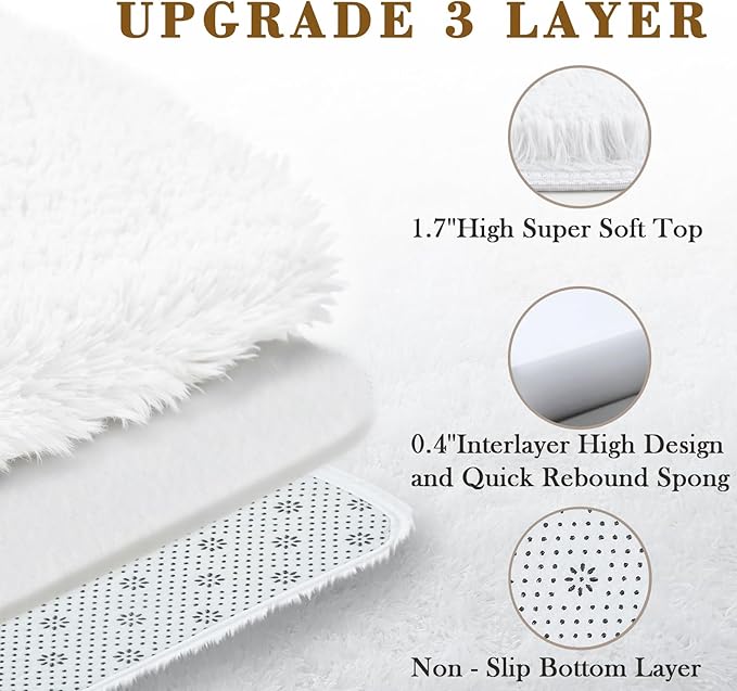 Rugs for Living Room 6x9, Alfombras para Salas Fluffy Shag Large Fuzzy Plush Soft Area Rug, Shaggy Carpets for Bedroom, Kids Boys Girls Home Decor Aesthetic(6 x 9, White)