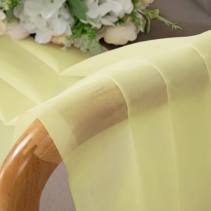 Chyhomenyc Sheer Curtains 108 Inch Length 2 Panels Set - Extra Long Light Filtering Solid Voile Window Drapes for Living Room Bedroom, 42Wx108L, 9FT Length, Light Yellow