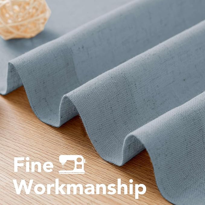 H.VERSAILTEX Elegant Natural Linen Blended Energy Efficient Light Filtering Linen Textured Curtains/Nickel Grommet Window Treatments Panels/Drapes (Set of 2, Stone Blue, 52"W x 45"L)