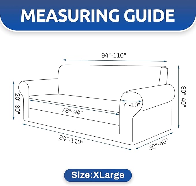 KEKUOU Stretch Oversized Sofa Slipcover 1 Piece Couch Sofa Cover (94"-110") Furniture Protector 4 Seater Sofa with Elastic Bottom for Kids,Pet.Jacquard Checked Pattern Fabric(X Large,Tan)