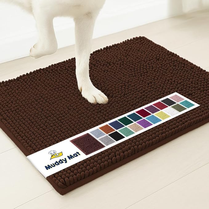 Muddy Mat® | Super Absorbent Door Mat Indoor, Microfiber Quick Dry Chenille Entryway Rug, Non-Slip Front Door Mat, Indoor Mats for Entryway, Machine Washable Pet Rug, Brown XXXL 72"X48"