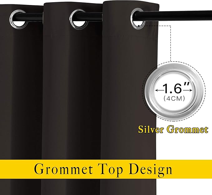 NICETOWN Blackout Curtain Panels 84 inches - Light Reducing Thermal Insulated Solid Grommet Blackout Curtains/Panels/Drapes for Living Room (Set of 2, 66 inches by 84 Inch, Toffee Brown)