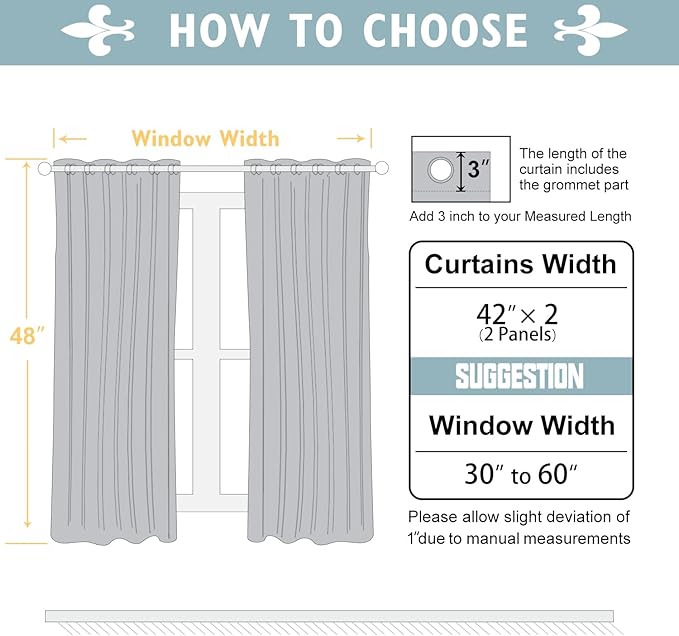 ChrisDowa Brownout Curtains 48 inches Long for Bedroom - 2 Panels Set Grommet Thermal Insulated Room Darkening Curtains for Living Room (Brown, 42 x 48 Inch)