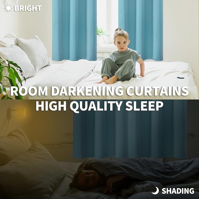 BGment Blackout Curtains - Grommet Thermal Insulated Room Darkening Bedroom and Living Room Curtains, Set of 2 Panels (42 x 84 Inch, Aqua)