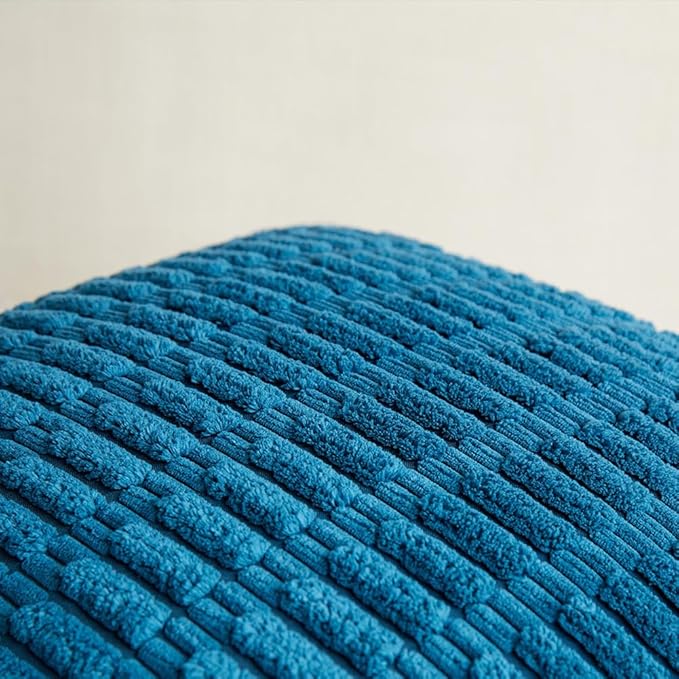 Fancy Homi 4 Packs Teal Decorative Throw Pillow Covers 22x22 Inch for Living Room Couch Bed Sofa, Rustic Farmhouse Boho Home Decor, Soft Striped Corduroy Square Cushion Case 55x55 cm