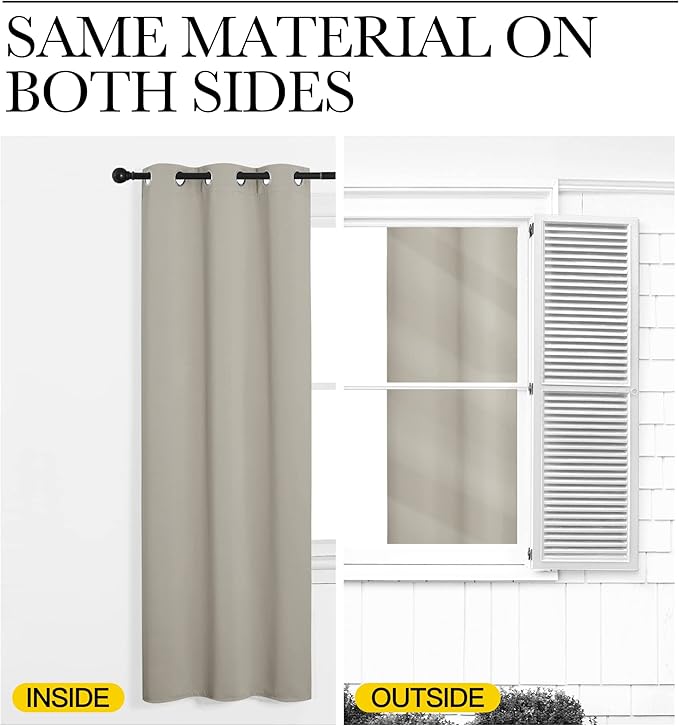 NICETOWN Natural Room Darkening Curtains 108" Long for Boho Farmhouse Home Decoration, 55" Wide, Set of 2, Window Treatment Total Privacy Drape Panels for Bedroom Living Room