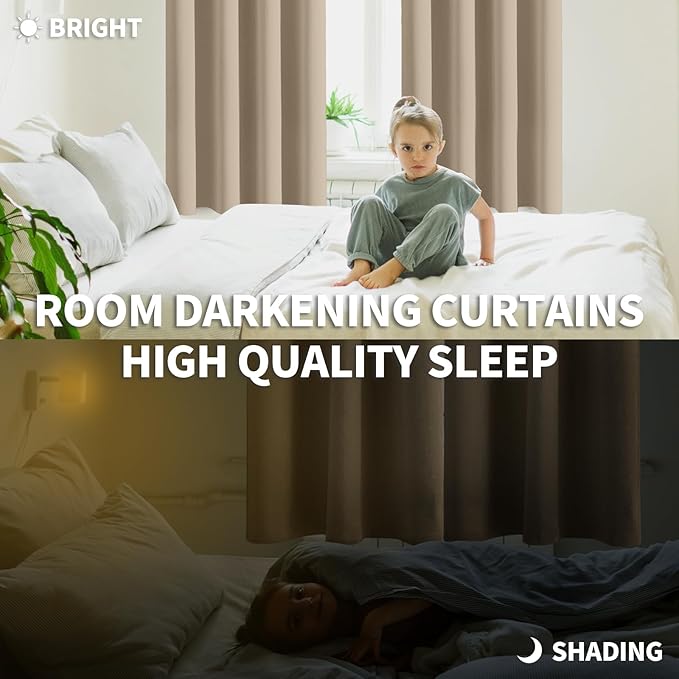 BGment Blackout Curtains - Grommet Thermal Insulated Room Darkening Bedroom and Living Room Curtains, Set of 2 Panels (55 x 69 Inch, Sand)