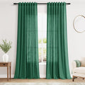 Extra Long Dark Green Linen Curtains 120 Inch for Living Room 2 Panels Set Rod Pocket Back Tab Linen Window Drapes Semi Sheer Light Filtering Privacy High Ceiling Drapes for Farmhouse 52x120