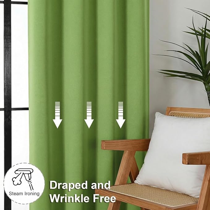 Simplebrand Ava Lime Blackout Curtains for Bedroom 84 Inch Length 2 Panels Set, Solid Thermal Insulated Privacy Nursery Window Treatment Curtains Blackout Drapes, W40 x L84 Inch, Lime