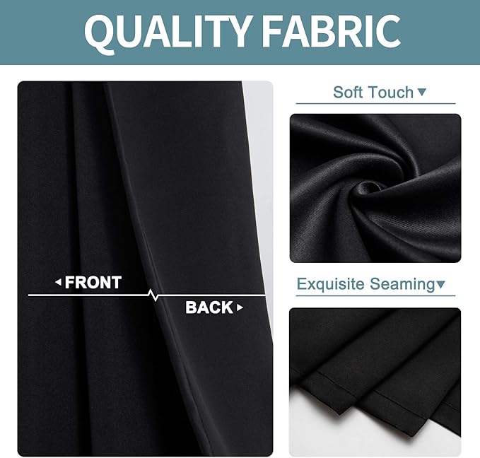 ChrisDowa Grommet Blackout Curtains for Bedroom and Living Room - 2 Panels Set Thermal Insulated Room Darkening Curtains (Black, 52 x 72 Inch)