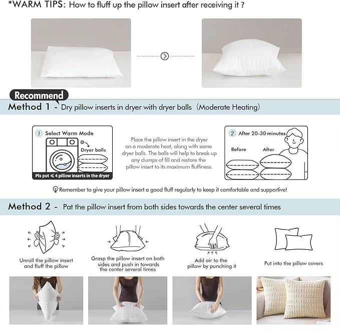MIULEE 18x18 Pillow Inserts with Cotton Cover,Set of 4 100% Virgin Microfiber Throw Pillows for Couch Sofa and Bed