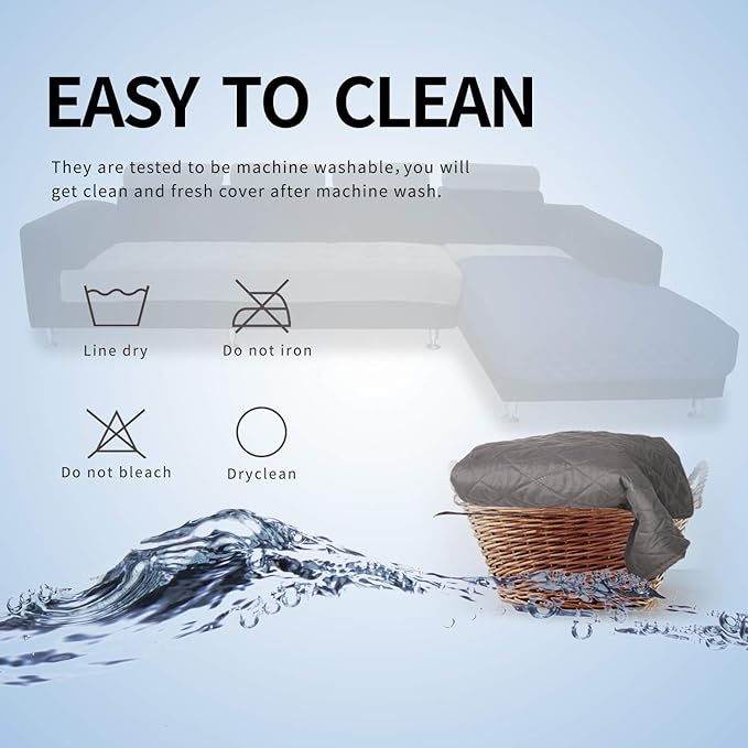 Easy-Going Sectional Couch Covers for Dogs L Shape Sofa Cover Reversible Sofa Slipcover Chaise Lounge Cover Furniture Protector Cover for Pets Dog Cat (42 x 52 inches, Gray/Gray)