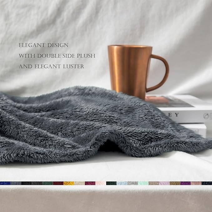 Exclusivo Mezcla Plush Fuzzy Fleece Bed Blanket King Size, Super Soft, Fluffy and Warm Blankets for Couch, Bed, All Season (Dark Grey, 90x104 inches)