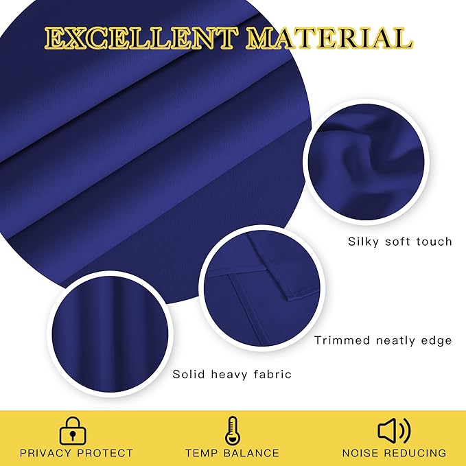 NICETOWN Blackout Curtains Panels for Bedroom - 3 Pass Microfiber Noise Reducing Thermal Insulated Solid Ring Top Blackout Window Drapes (2 Panels, 66 x 84 Inch, Navy Blue)