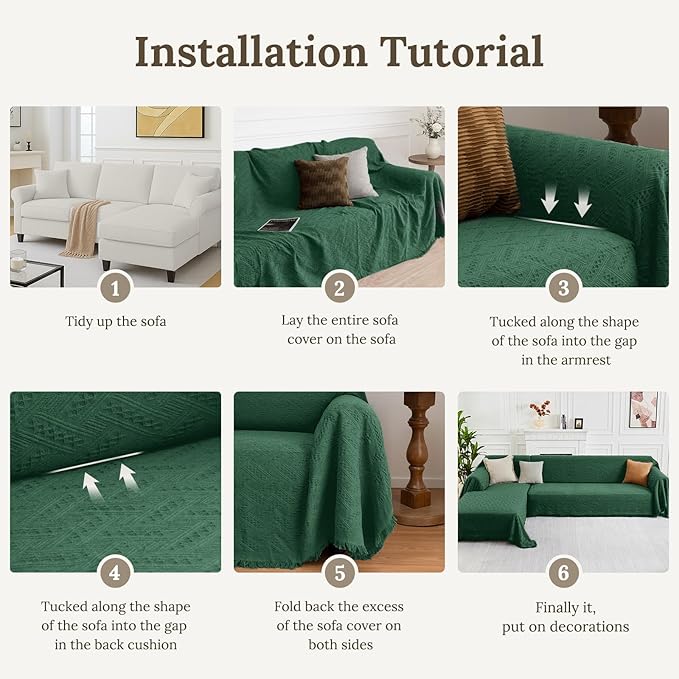 HOMERILLA Christmas Couch Covers,Sectional Couch Covers L Shaped Sofa Cover Blanket 2 Pieces L Shape Sofa Decoration Protector for Pets Dogs(Vintage Green, XXX-Large)