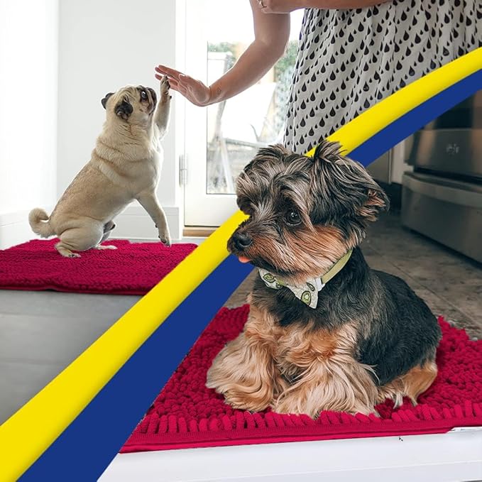 Muddy Mat® | Super Absorbent Door Mat Indoor, Microfiber Quick Dry Chenille Entryway Rug, Non-Slip Front Door Mat, Indoor Mats for Entryway, Machine Washable Pet Rug, Maroon 48"x72"