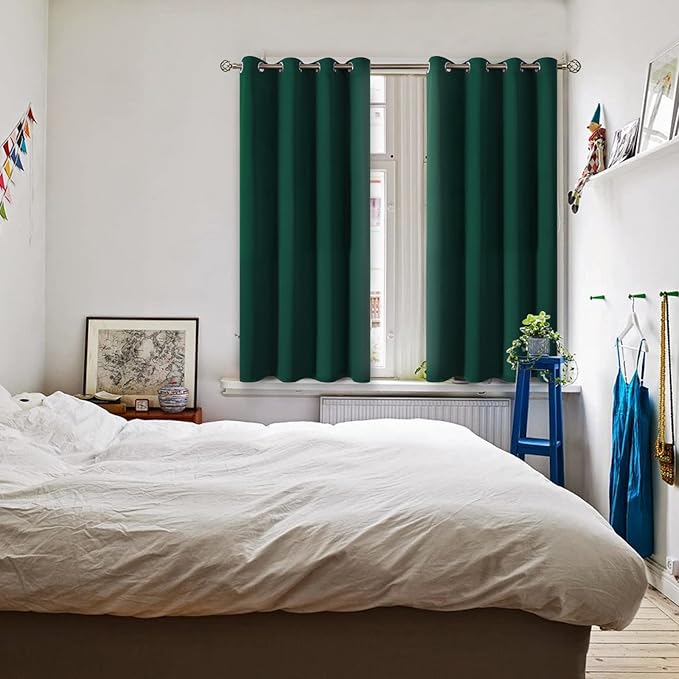 BGment Blackout Curtains - Grommet Thermal Insulated Room Darkening Bedroom and Living Room Curtain, Set of 2 Panels (52 x 54 Inch, Emerald)