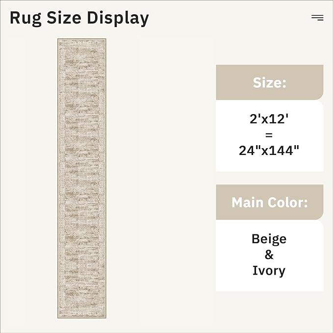 Runner Rug 2x12 Washable Non-Slip Hallway Runner Rugs for Kitchen Bathroom Laundry Room Brown Vintage Floor Carpet Runners for Hallways Entryway