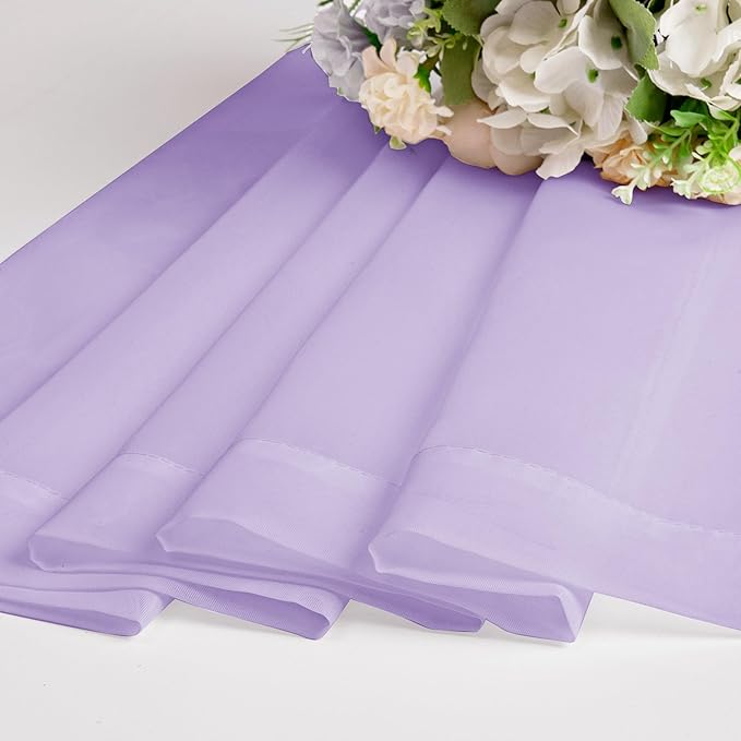 Chyhomenyc Sheer Lilac Tier Curtains 24 Inch Length, Small Window Curtains Treatment for Bathroom Living Room Basement, Short Rod Pocket Cafe Curtain, 42W x 24L Inches, 2 Panels