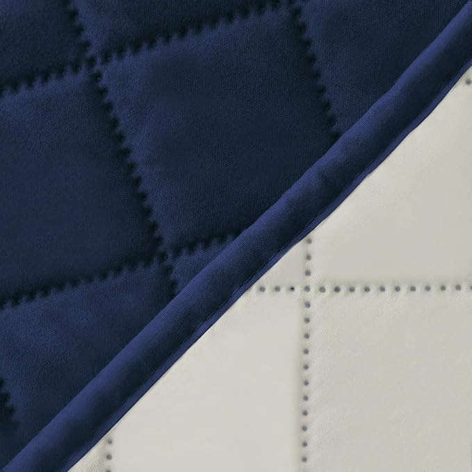 Easy-Going Reversible Couch Cover for 3 Cushion Couch Sofa Cover for Dogs Water Resistant Furniture Protector Cover with Foam Sticks Elastic Straps for Pet Cat (Sofa, Navy/Ivory)