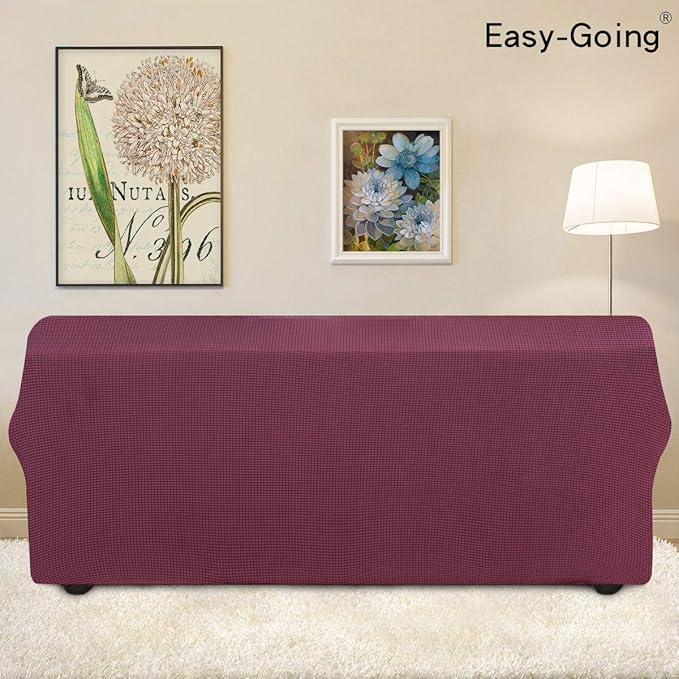 Easy-Going Stretch Oversized Sofa Slipcover 1-Piece Sofa Cover Furniture Protector Couch Soft with Elastic Bottom for Kids, Polyester Spandex Jacquard Fabric Small Checks ASH Rose