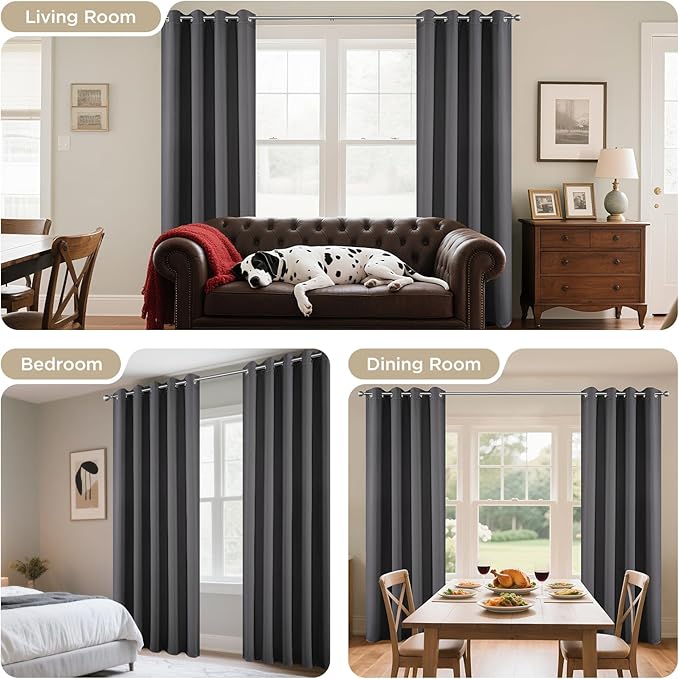 Joydeco Blackout Curtains 72 Inch Length 2 Panels Set, Thermal Insulated Long Drapes 2 Burg, Room Darkening Grommet Curtains for Living Room Bedroom Window