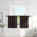 Pony Dance Short Curtains for Bathroom Window, Small Half Drapes for Kitchen Windows, Energy Saving Curtain Tiers for Basement, Wide 29 x Long 24 inches per Panel, Brown, Set of 2