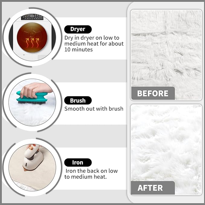 Ciicool Faux Sheepskin Rugs Soft Faux Fur Rug White Fluffy Chair Couch Cover Fuzzy Carpet for Bedroom Floor Sofa Living Room 2x3 Feet