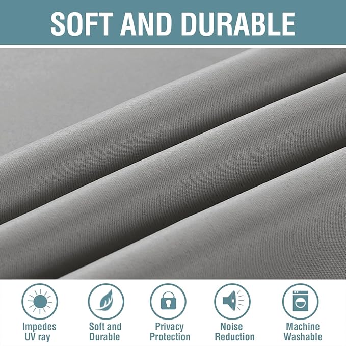 H.VERSAILTEX Blackout Curtain for Living Room Thermal Insulated Window Treatment Curtain 54 inch Length Energy Saving Solid Grommet Top Blackout Drape, One Panel, Dove Gray, 52" W x 54" L