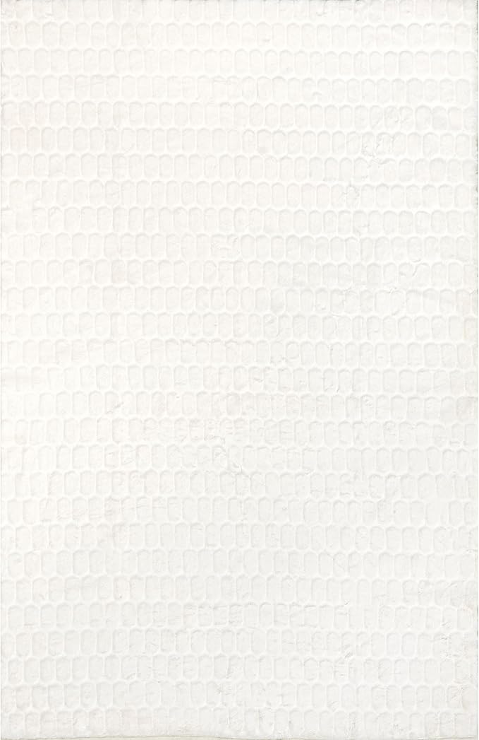 Nuloom Nia White/Ivory, 3'9" x 6', Cozy Shag, Fluffy and Soft, High Traffic, Stain Resistant, Easy Clean, Durable Machine Washable Area Rug for Bedroom, Living Room, Dining, Den, Foyer, Entryway