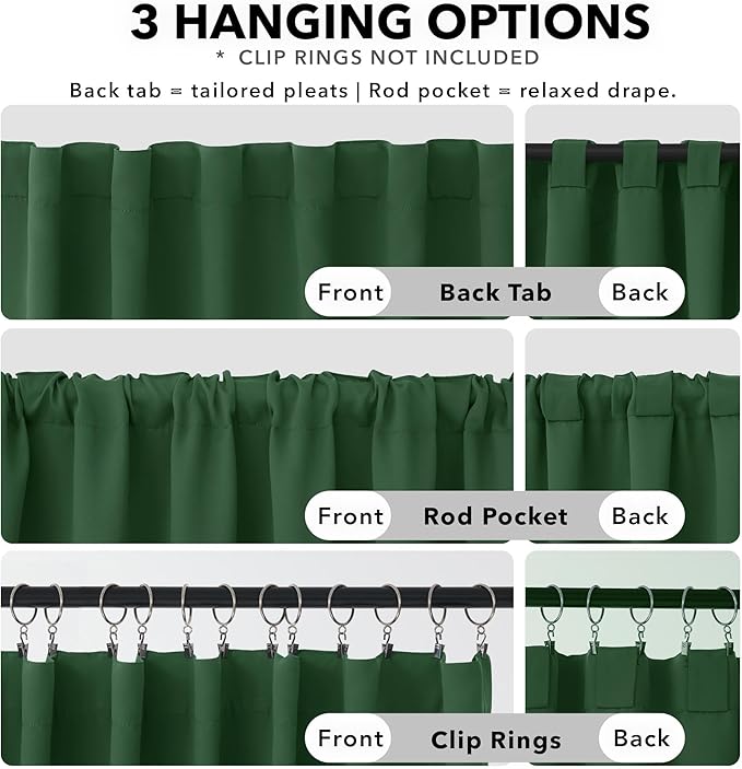 Deconovo Blackout Curtain Panels for Kids Bedroom - Room Darkening Back Tab and Rod Pocket Curtains, 42x72 Inch, Dark Forest, 2 Panels, Adult